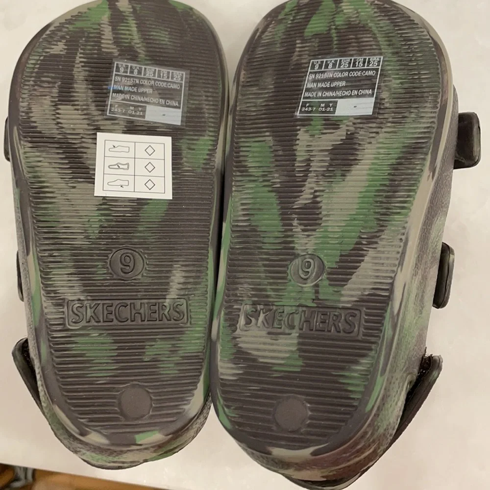 Skechers Boys Camo Watercolor Brown Green Sandals